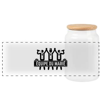 Groom's Team bachelor party - Panoramic Cookie Jar with Wooden Lid - white - Front