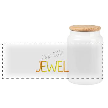 Baby / Juwel / Familie / klein / Toddler - Panorama Keksdose mit Holzdeckel - Weiß - Vorne