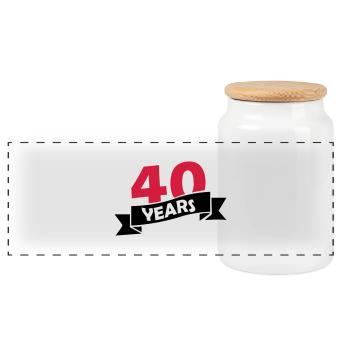 40_years - Panoramic Cookie Jar with Wooden Lid - white - Front