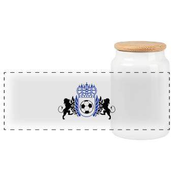 fussball_wappen_02 - Panoramic Cookie Jar with Wooden Lid - white - Front