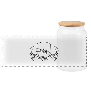 crew_member_001 - Panoramic Cookie Jar with Wooden Lid - white - Front