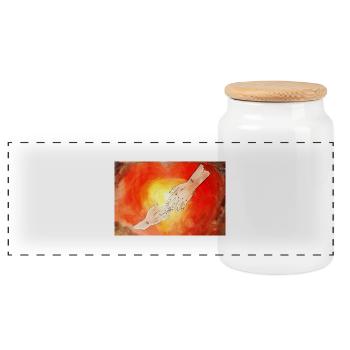 divine mouthguard - Panoramic Cookie Jar with Wooden Lid - white - Front