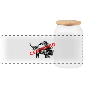 Elephants at love / censored - Panoramic Cookie Jar with Wooden Lid - white - Front