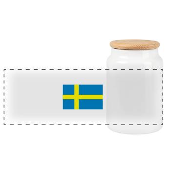 Drapeau de la Suède lumineux, Suède, Sverige, - Boîte à biscuits avec couvercle en bois - blanc - Devant