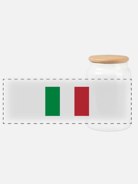 Flagge Italien / Italienische Flagge - Panorama Keksdose mit Holzdeckel - Weiß