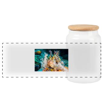 Scorpionfisch - Panorama Keksdose mit Holzdeckel - Weiß - Vorne