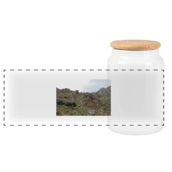Berg Berge Berglandschaft Poster - Panorama Keksdose mit Holzdeckel - Weiß - Vorne