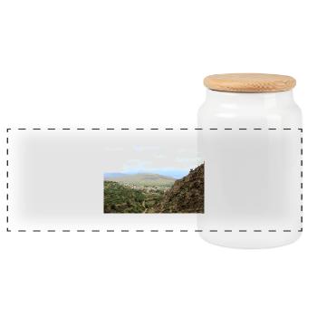 Montagnes de montagne Paysage de montagne Poster - Boîte à biscuits avec couvercle en bois - blanc - Devant