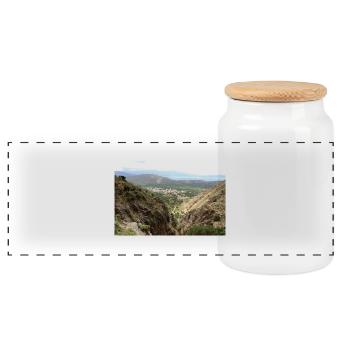 Montagnes de montagne Paysage de montagne Poster - Boîte à biscuits avec couvercle en bois - blanc - Devant