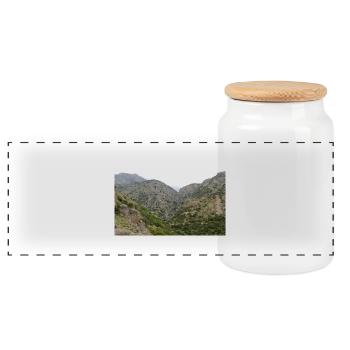 Berg Berge Berglandschaft Poster - Panorama Keksdose mit Holzdeckel - Weiß - Vorne