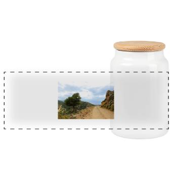 Berg Berge Berglandschaft Poster - Panorama Keksdose mit Holzdeckel - Weiß - Vorne