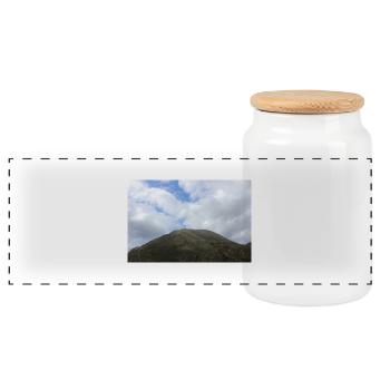 Berg Berge Berglandschaft Poster - Panorama Keksdose mit Holzdeckel - Weiß - Vorne