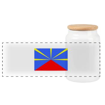 Reunion Island flag / Drapeau Ile de la Réunion - Boîte à biscuits avec couvercle en bois - blanc - Devant