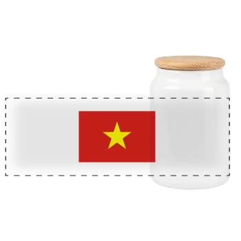 Vietnam flag / Drapeau Viêt Nam - Panoramic Cookie Jar with Wooden Lid - white - Front