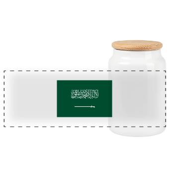 Saudi Arabia / Saudi Arabia Flag - Panoramic Cookie Jar with Wooden Lid - white - Front