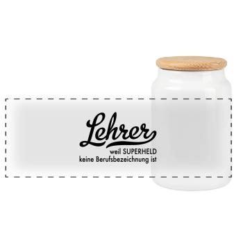 Lehrer - Panorama Keksdose mit Holzdeckel - Weiß - Vorne