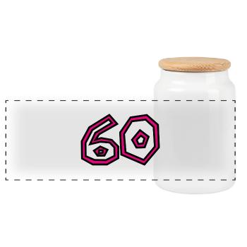 60. 60 ANS. 60e ANNIVERSAIRE. ANNIVERSAIRE 60 ANS. - Boîte à biscuits avec couvercle en bois - blanc - Devant