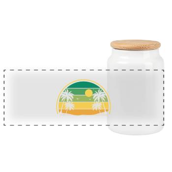 Retro Sommer Sonnenuntergang - Panorama Keksdose mit Holzdeckel - Weiß - Vorne
