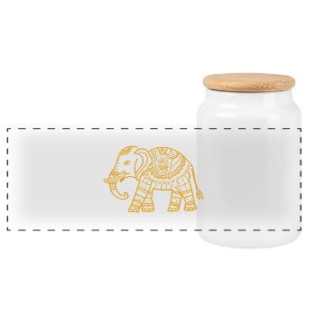 Éléphant MAndala - Boîte à biscuits avec couvercle en bois - blanc - Devant