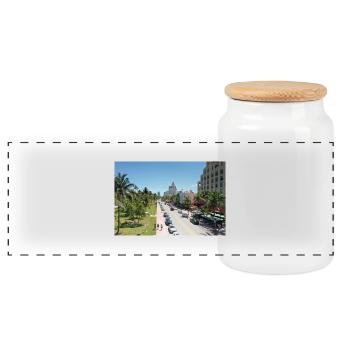Der Ocean Drive in Miami Beach - Panorama Keksdose mit Holzdeckel - Weiß - Vorne