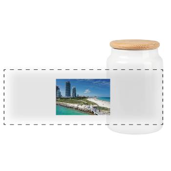Miami Beach Piermit Wolkenkratzer - Panorama Keksdose mit Holzdeckel - Weiß - Vorne