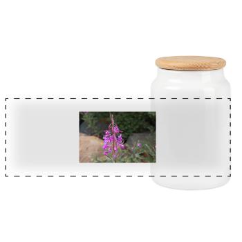 fireweed also willow herb also rosebay willowherb - Panoramic Cookie Jar with Wooden Lid - white - Front