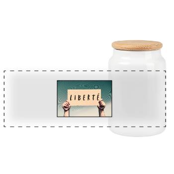 Zeichen - Freiheit - Panorama Keksdose mit Holzdeckel - Weiß - Vorne