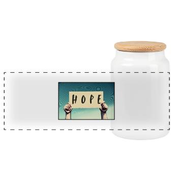 Schild - Hoffnung - Panorama Keksdose mit Holzdeckel - Weiß - Vorne