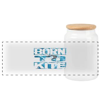 Born to Kite - Panoramic Cookie Jar with Wooden Lid - white - Front