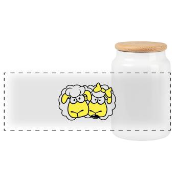 2 Sheep Couple Valentine's Day Friends In Love - Panoramic Cookie Jar with Wooden Lid - white - Front