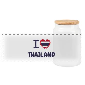 I love Thailand - Panorama Keksdose mit Holzdeckel - Weiß - Vorne