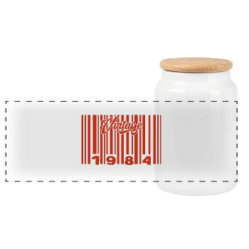 Jahrgang 1984 Geboren im Jahr 1984 41 Jahre alt Barcode Anniversai - Panorama Keksdose mit Holzdeckel - Weiß - Vorne