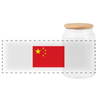 China - Panoramic Cookie Jar with Wooden Lid - white - Front