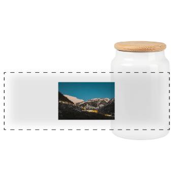 Lueur des Alpes sur la chaîne de montagnes Agrafa en Grèce - Boîte à biscuits avec couvercle en bois - blanc - Devant