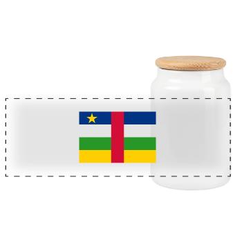 Central African Republic - Panoramic Cookie Jar with Wooden Lid - white - Front