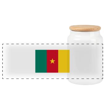 Cameroon - Panoramic Cookie Jar with Wooden Lid - white - Front