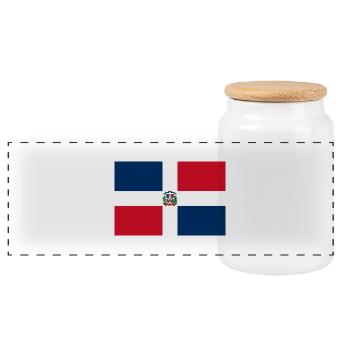 Dominican Republic - Panoramic Cookie Jar with Wooden Lid - white - Front