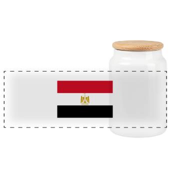 Egypt - Panoramic Cookie Jar with Wooden Lid - white - Front