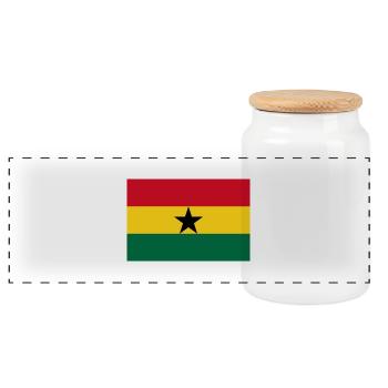 Ghana - Panoramic Cookie Jar with Wooden Lid - white - Front