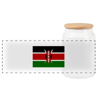 Kenya - Panoramic Cookie Jar with Wooden Lid - white - Front