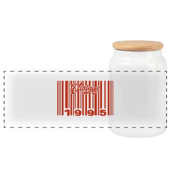 Vintage 1995 Born In 1995 30 Year Old Bar Code Anniversai - Panoramic Cookie Jar with Wooden Lid - white - Front