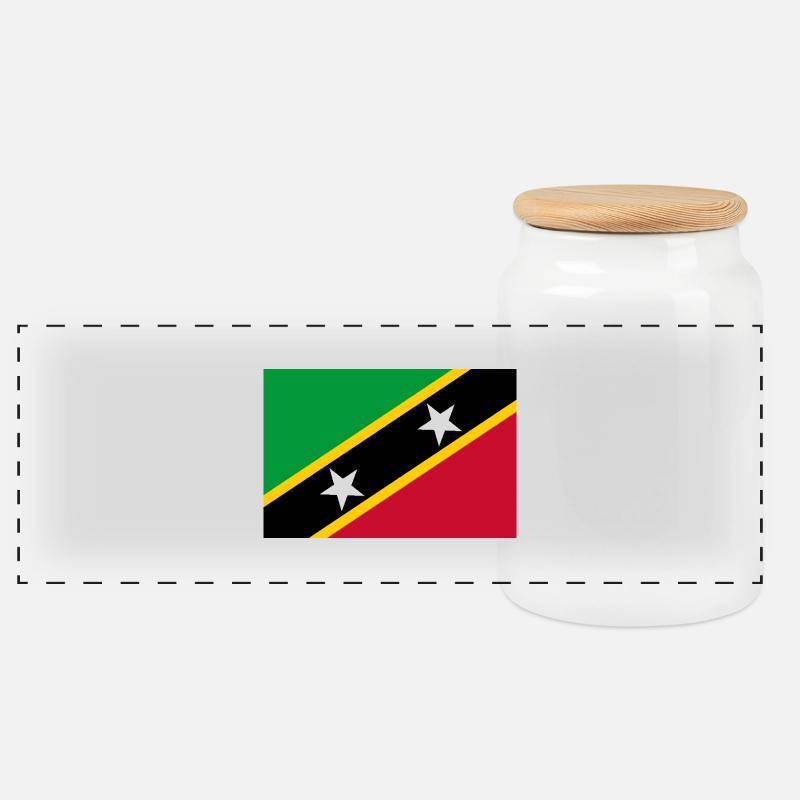 St. Kitts und Nevis - Panorama Keksdose mit Holzdeckel - Weiß