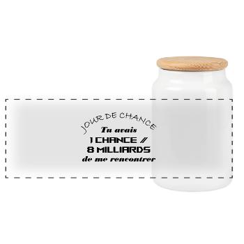 Jour de chance - Boîte à biscuits avec couvercle en bois - blanc - Devant