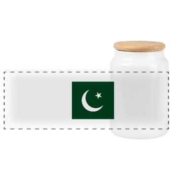 Pakistan - Panoramic Cookie Jar with Wooden Lid - white - Front