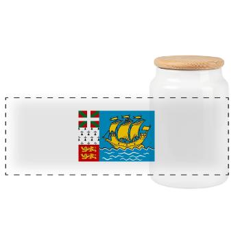 Flag of Saint-Pierre and Miquelon - Panoramic Cookie Jar with Wooden Lid - white - Front