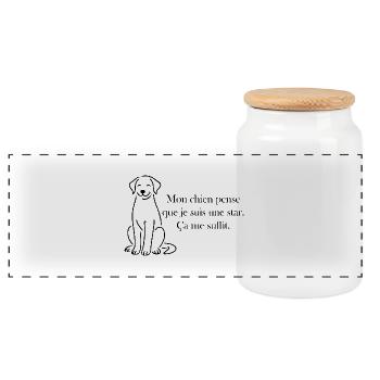 Mon chien pense que je suis une star - Boîte à biscuits avec couvercle en bois - blanc - Devant