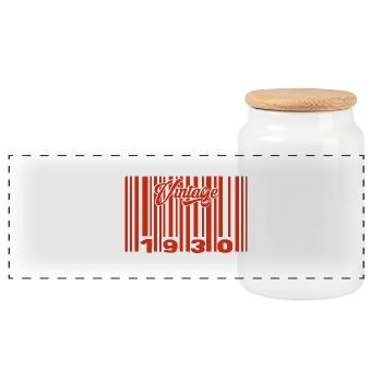 Jahrgang 1930er Jahrgang Jahrgang 1930 95 Jahre Barcode Anniversai - Panorama Keksdose mit Holzdeckel - Weiß - Vorne
