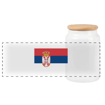 Serbie - Boîte à biscuits avec couvercle en bois - blanc - Devant
