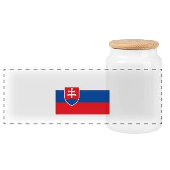 Slovakia - Panoramic Cookie Jar with Wooden Lid - white - Front