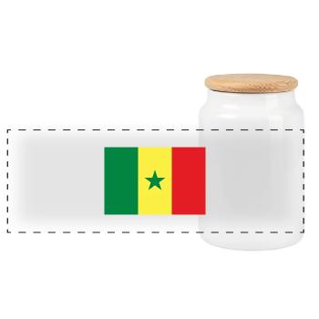 Sénégal - Boîte à biscuits avec couvercle en bois - blanc - Devant